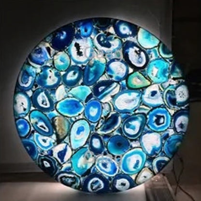 Agate Gemstone DINING Tables, handmade, Round 75cm , backlit ( Ledlys ) uten Design Bordben