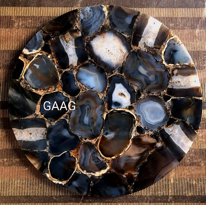 Agate Gemstone DINING Tables, handmade, Round 75cm , backlit ( Ledlys ) uten Design Bordben
