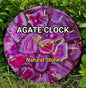 Vakker og eksklusiv PINK AGATE veggklokke, Gold Electroplated, 25cm