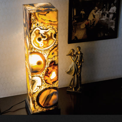 Natural & Exclusive Agate Floor Lamp Handmade in Brazil - XXlarge, Compact, Elegant, 100x25cm