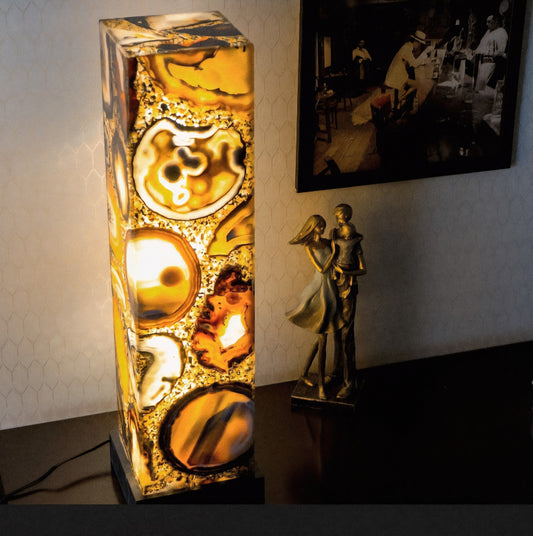 Natural & Exclusive Agate Floor Lamp Handmade in Brazil - XXlarge, Compact, Elegant, 100x25cm
