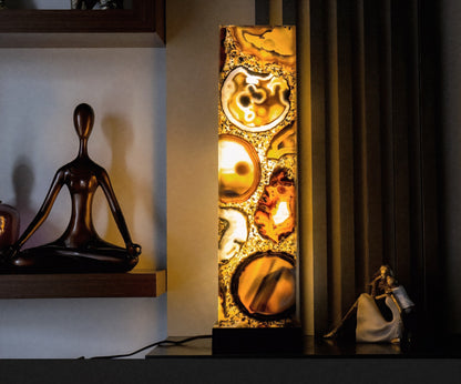 Natural & Exclusive Agate Floor Lamp Handmade in Brazil - XXlarge, Compact, Elegant, 100x25cm
