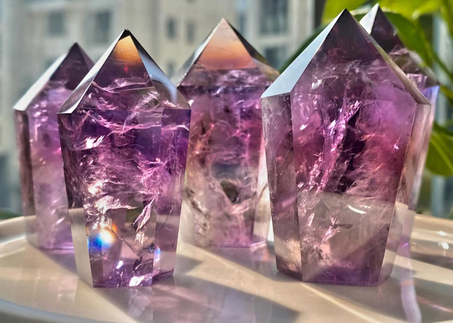 Vakre, High Quality Clear Purple Uruguay Ametyst Tårnkrystaller, 75 - 100gram, Medium