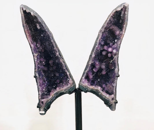 Eksklusiv Tall Brazilian Amethyst BUTTERFLY/ ANGEL WINGS Crystal Pair, 64x60cm