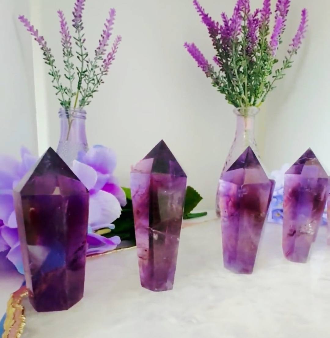 AAA+ Dark Purple Ametyst Cupcake Towers fra Uruguay,  60 - 65mm