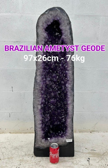 KAMPANJE HIGH QUALTY BRAZILIAN AMETYST GEODE m/Calcite - 40% OFF + Fri Frakt, 76kg - 97x26cm