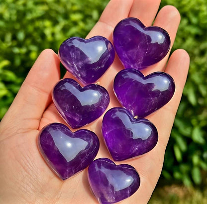 AAA+ High Quality Uruguay Dark Purple Amethyst Heart, 45 - 50mm