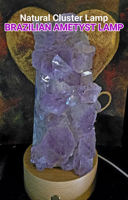 Supervakre XL Brazilian Lavendel Rå Ametyst Cluster Led Lamper, 1 - 1.5kg ( 15 - 20cm )