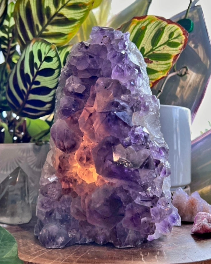 Special XXL large / Stor Ametyst RÅ Kvarts Cluster Lampe fra Brasil, ca. 4 - 5kg m/ledlys