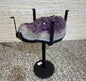 KAMPANJE / Extra Plus Amethyst AAA+ Quality Geode Coffe - Side table Metal Frame Table w/Druzy big Cluster, 25kg, 45x30cm, Høyde 60cm