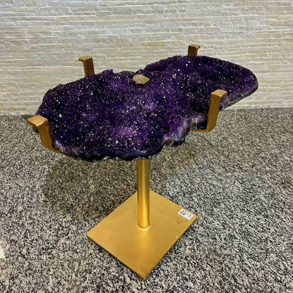 KAMPANJE / HIGH QUALITY BRAZILIAN AMETYST CLUSTER GEODE COFFEE / SOFA TABLE, 31KG - 61x44cm, Høyde 58cm