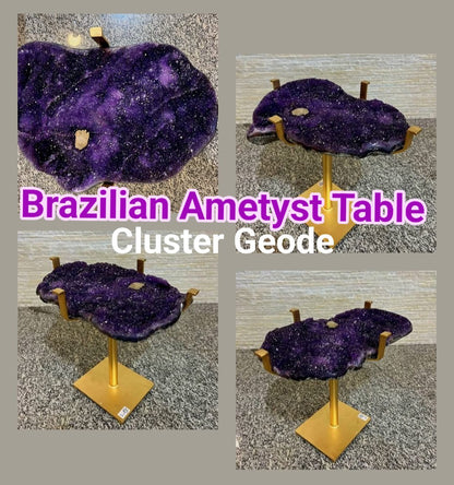 KAMPANJE / HIGH QUALITY BRAZILIAN AMETYST CLUSTER GEODE COFFEE / SOFA TABLE, 31KG - 61x44cm, Høyde 58cm
