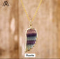 Ny MICCI Fluorite Rainbow Angel Wing Designkjede, Gold Electroplated