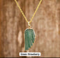 Ny MICCI Green Strawberry Quartz Angel Wing Designkjede, Gold Electroplated
