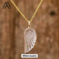 Ny MICCI Clear Quartz Angel Wing Designkjede, Gold Electroplated