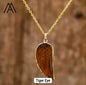 Ny MICCI Tigereye Angel Wing Designkjede, Gold Electroplated
