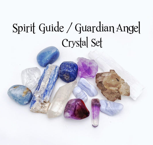 NEW MEDITATION CRYSTAL STONE HEALING SET ( 14 Stones ), SPIRIT GUIDE Connect With Your Guardian Angels Crystal Set