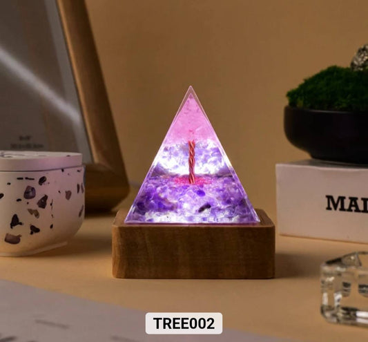 Nye, Crystal Argonite Pyramid led decorlamper... Ametyst , 6cm m/Tree inkl. trebase
