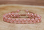 Enkle og vakre Chambhala Deluxe 2 rader Design armbånd med naturlig Pink Watermelon stener