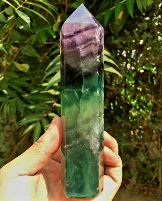 Vakre Fluoritt Regnbue TÅrnkrystall, XL 15  - 16.5cm, 500 - 600gram