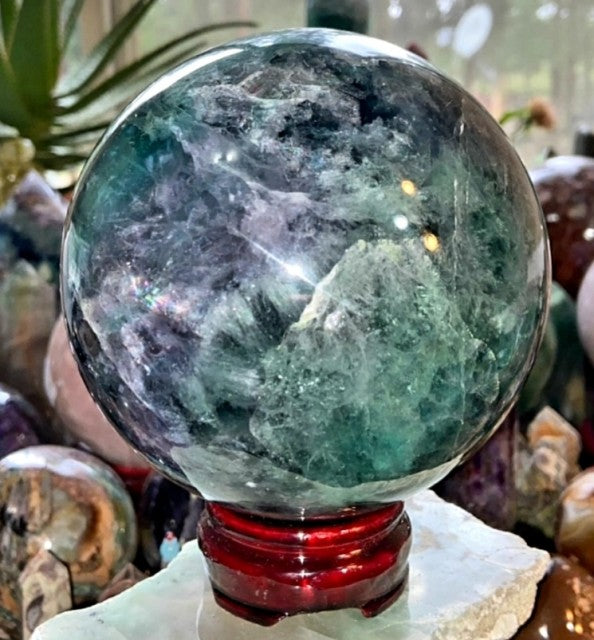 XXL Supergood Fluorite Rainbow Sphere,  ca. 12.5cm - 3kg