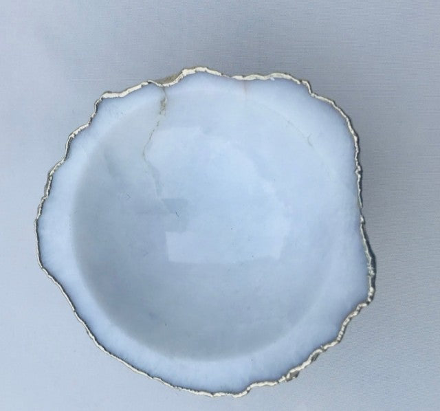 Agat smykke - godiskÅl med gulldecor , Hvit