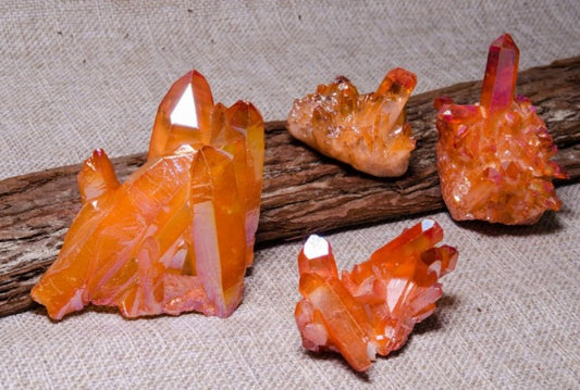 Oransje Aura Kvarts Cluster, 100 - 150 gram