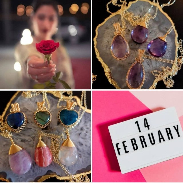 Valentine Gift 3 /  Exclusive Tear Drop Necklace ( Amethyst ) + Free Bracelet