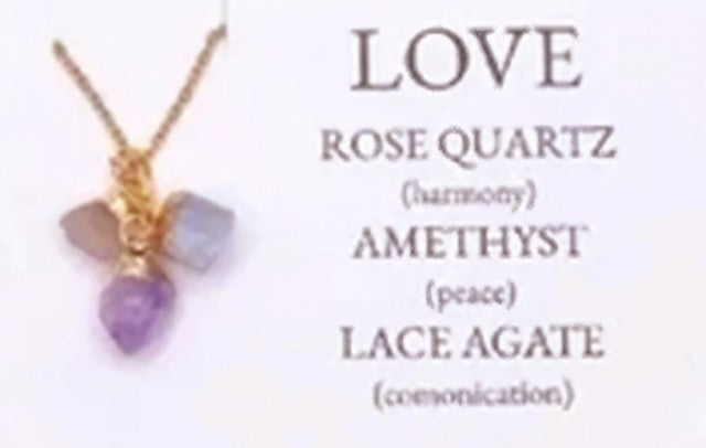 NYTT 3 PACK RAWSTONE KJEDER , LOVE ( Rose Quartz , Amethyst , Lace Agate ) Gold Electroplated
