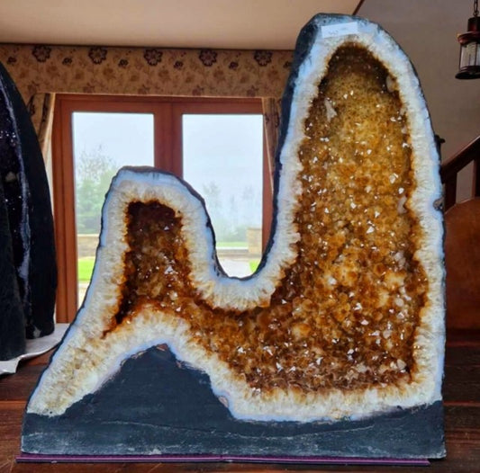 Tall Citrine Geode 447 Crystal Cluster Druzy Premium Grade 44.38kg H52xW52xD20cm