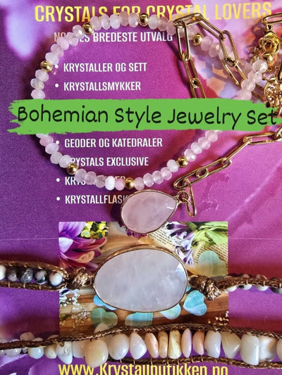 2 - 1 New Bohemian Style Jewelry Set ( BoHo Wrap Armbånd + Lariat kjede ), 12 Design - Stenkombinasjoner