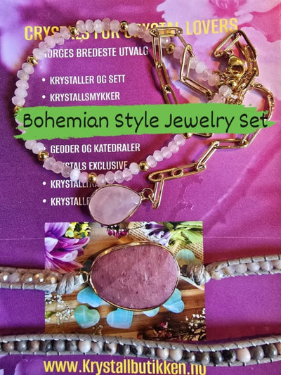 2 - 1 New Bohemian Style Jewelry Set ( BoHo Wrap Armbånd + Lariat kjede ), 12 Design - Stenkombinasjoner