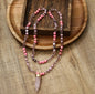Nye 2025 Bohemian Style Pink Agate - Rose Quartz & Decor Single , 2 rader Kjede m/Point Anheng
