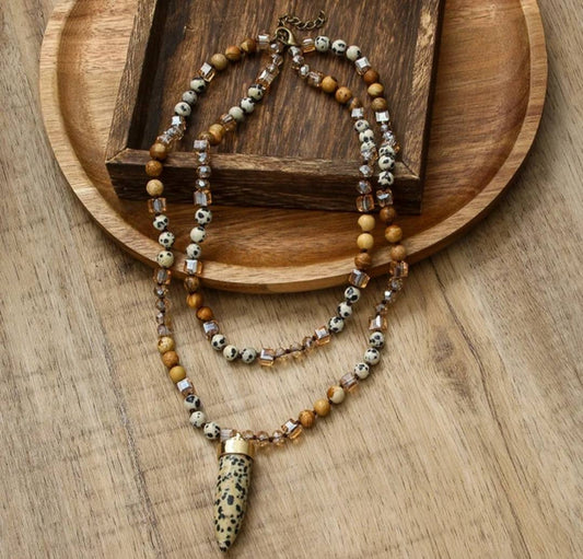 Nye 2025 Bohemian Style Dalmantiner Stone & Decor Single , 2 rader Kjede m/Point Anheng