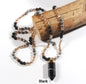 Nye 2025 Bohemian Style Sort Agate & Decor Single , Langt Kjede m/Point Anheng