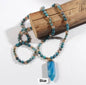 Nye 2025 Bohemian Style Blue Agate & Decor Single , Langt Kjede m/Point Anheng