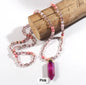 Nye 2025 Bohemian Style Pink Agate & Decor Single , Langt Kjede m/Point Anheng