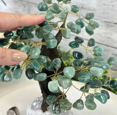 Vakre og eksklusive Feng Shui - Brazilian Lykketrær m/ ekte GREEN QUARTZ krystaller og Ametyst QUARTZ Clusterfot, ca. 35cm - 5kg, LARGE