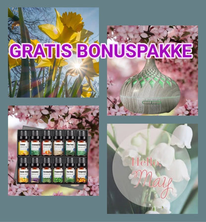 HØSTENS HOME DECOR PAKKE - SUPERDEAL / BUDDHA STATUE w/Lotus Flower Light + Extra Free Bonus Lotus Flower + Lotus Diffuserpakke m/Oljer