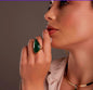 2025 Brazil Gem Large Faceted Smaragd 18K Gold Plated Cocktail Ring
