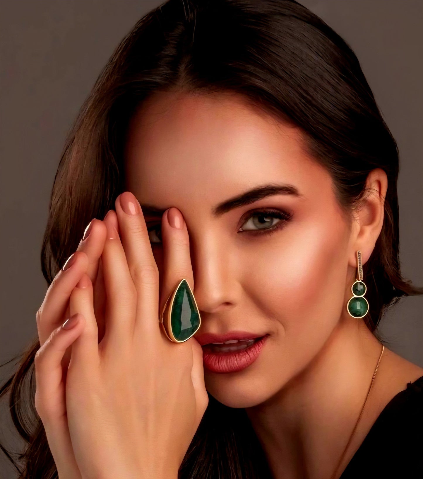 2025 Brazil Gem Large Faceted Smaragd 18K Gold Plated Cocktail Ring
