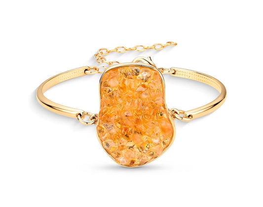 2025 Brazil Gem Freeform 18 Gold Plated Bracelet w/ Natural Citrine Gemstone