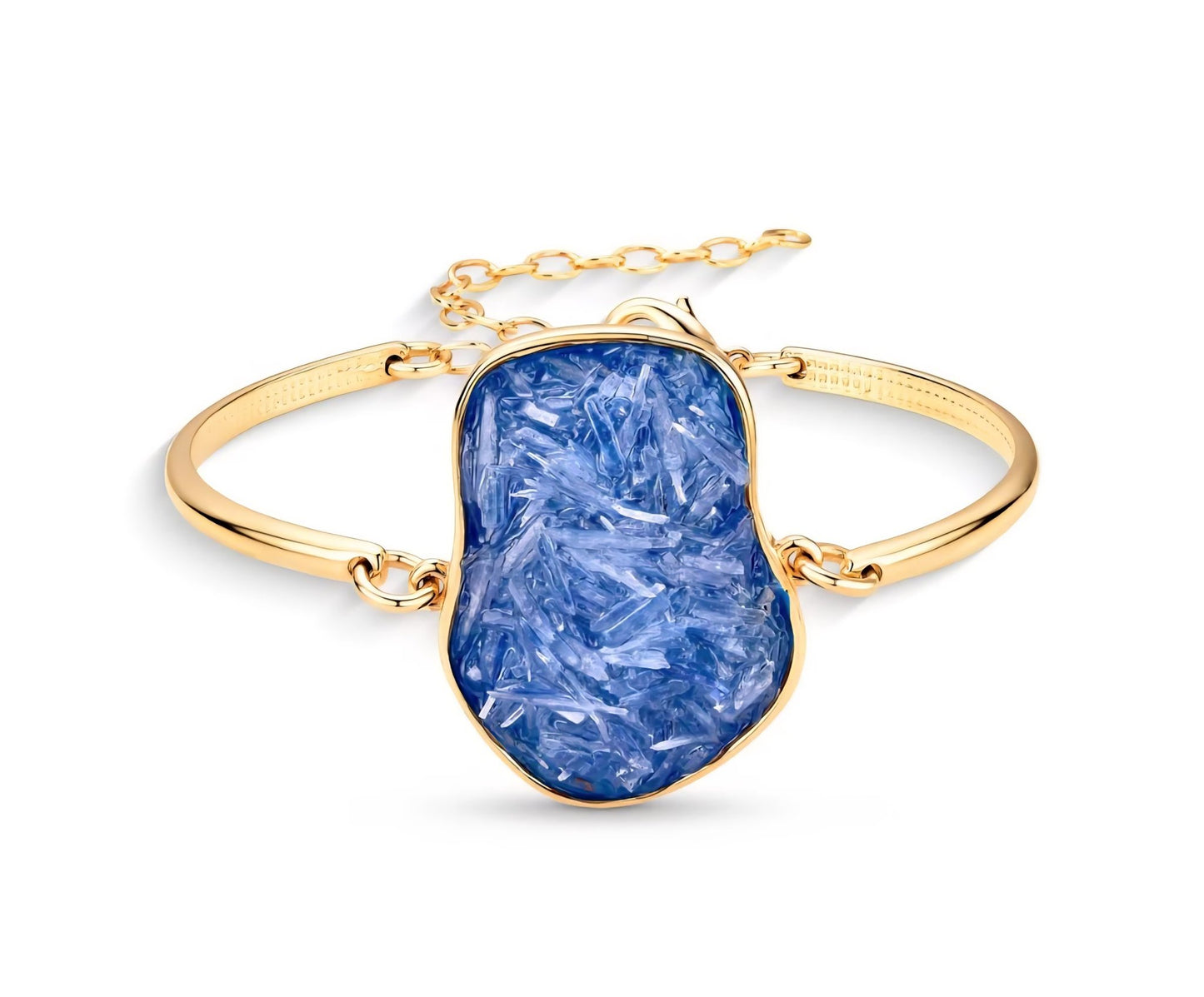 2025 Brazil Gem Freeform 18 Gold Plated Bracelet w/ Natural Kyanite Gemstone