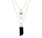 New 2025 Brazil Gem , Natural Black Turmaline & Clear Quartz Necklace, 18K/Gold Electroplated