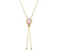 New 2025 Brazil Gem Round Natural Rose Quartz Gemstones 18K Gold Plated Lariat Necklace