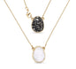 New Brazil Gem Design 2025 / Layered Pendants w/ Natural Pyrite + Selenite Gemstone 18K Gold Plated Necklace