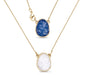 New Brazil Gem Design 2025 / Layered Pendants w/ Natural Kyanite + Selenite Gemstone 18K Gold Plated Necklace