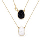 New Brazil Gem Design 2025 / Layered Pendants w/ Natural Sort Turmaline + Selenite Gemstone 18K Gold Plated Necklace