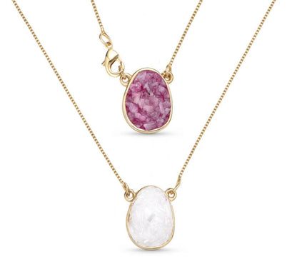 New Brazil Gem Design 2025 / Layered Pendants w/ Natural Ametyst + Selenite Gemstone 18K Gold Plated Necklace