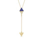 New 2025 Brazil Gem Triangular Plate Sodalite Gemstone with Gold Design 18K Gold Plated Lariat Necklace